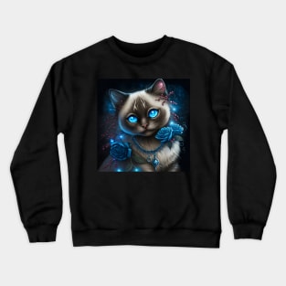 Ragdoll And Blue Roses Crewneck Sweatshirt